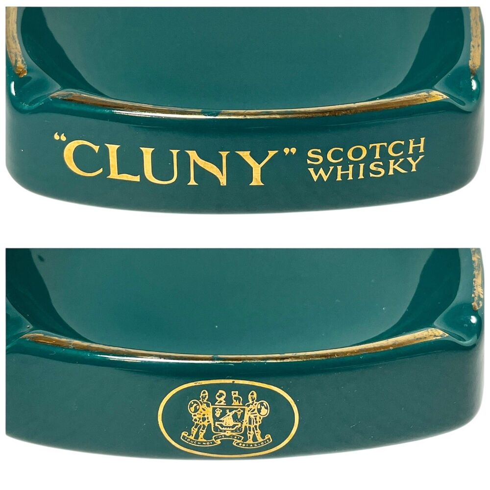 Vintage Cluny Scotch Whiskey Ceramic Ashtray Bar Man Cave Decor England 4" Cigar